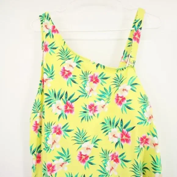 NWT Lands End Floral Yellow One Shoulder Tankini Swim Top Size 26W - Picture 2 of 11